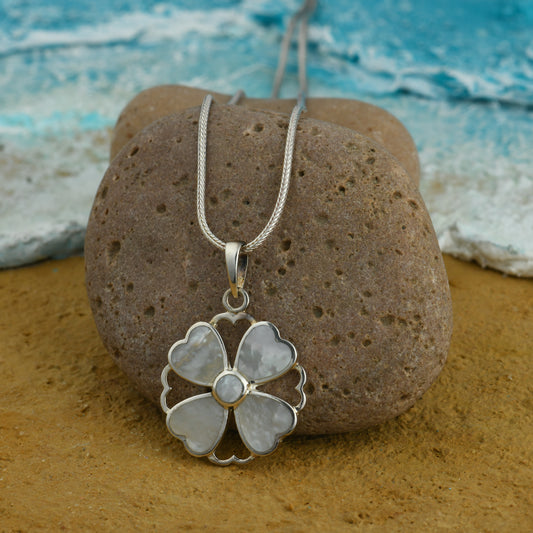 Silver MOP Flower Pendant