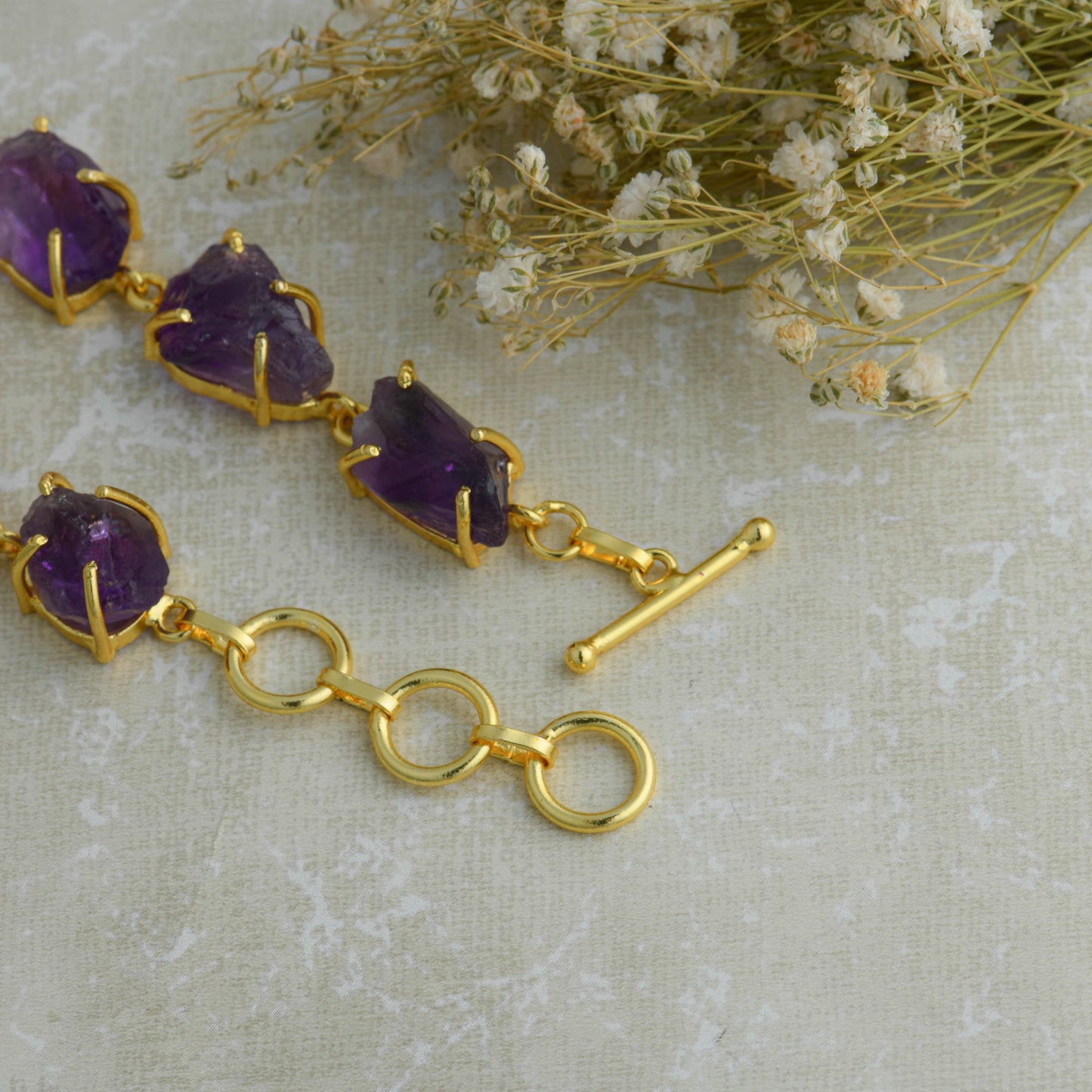 Uncut Amethyst Bracelet