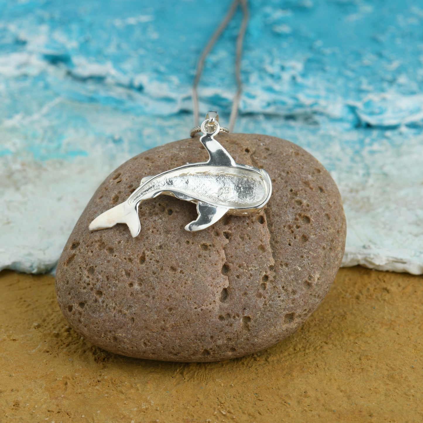 Deep Sea MOP and Silver Fish Pendant