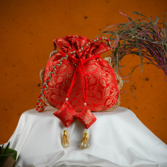 Red Brocade Potli