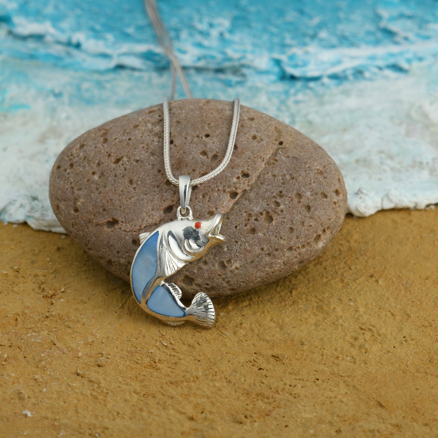 Pacific Fish MOP Silver Pendant