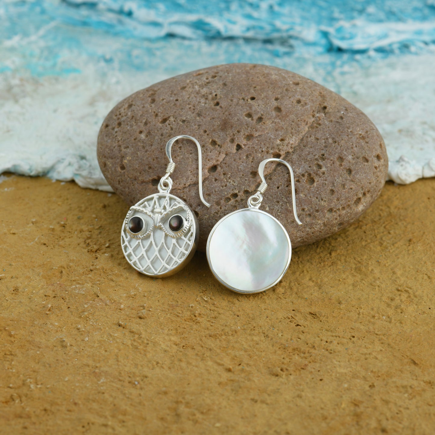 Little Owls MOP And Silver Earrings