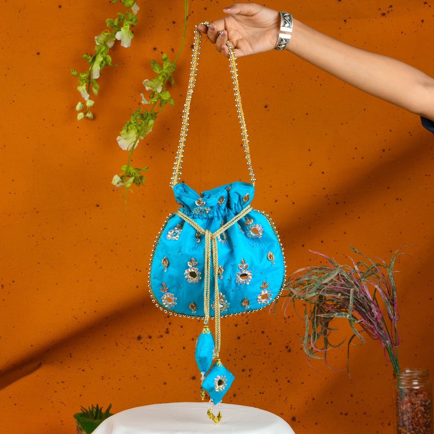Neela Ambar Hand Embroidered Festive Potli