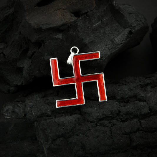 Sindoori  Silver Swastika Pendant
