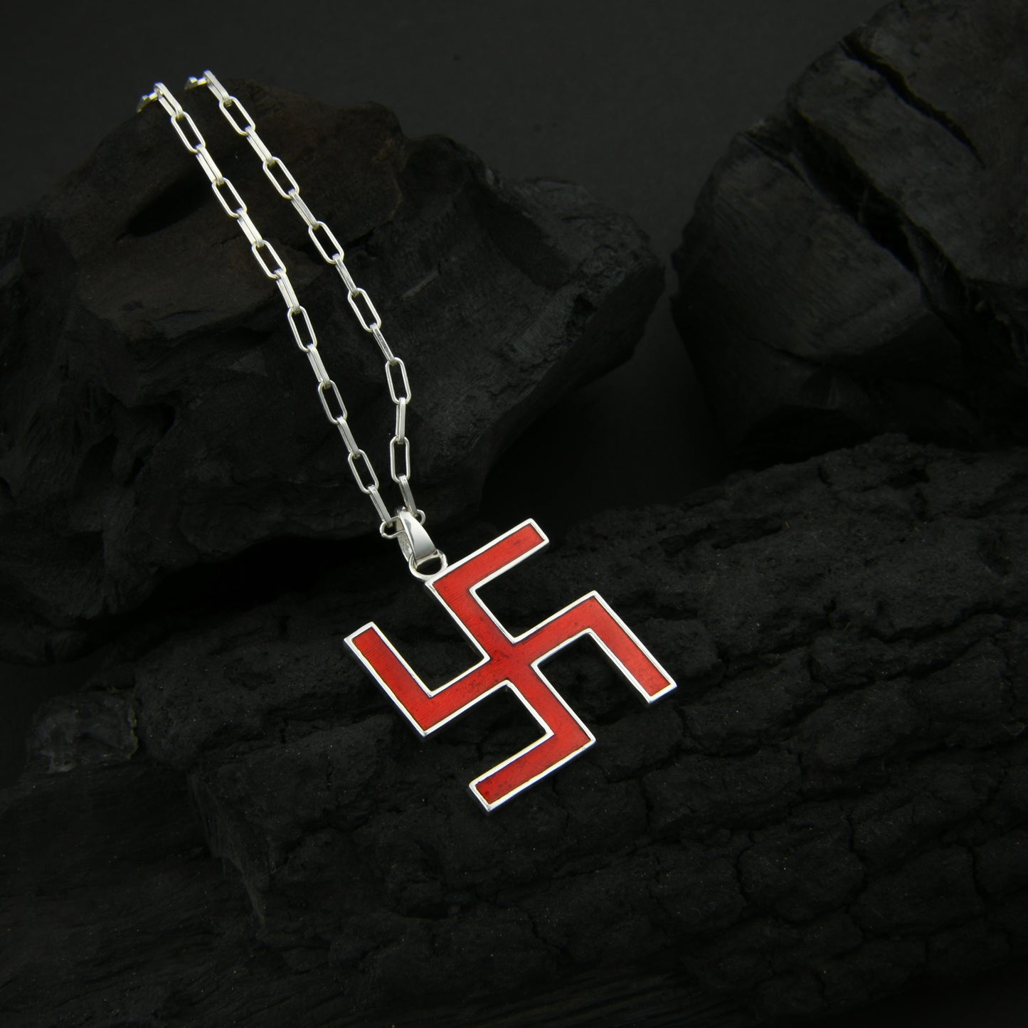 Sindoori Silver Swastika Pendant