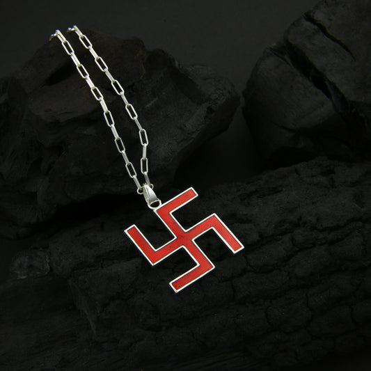Sindoori  Silver Swastika Pendant