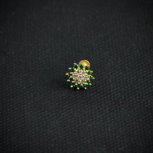 Mint CZ Gold Plated Silver Nose Pin