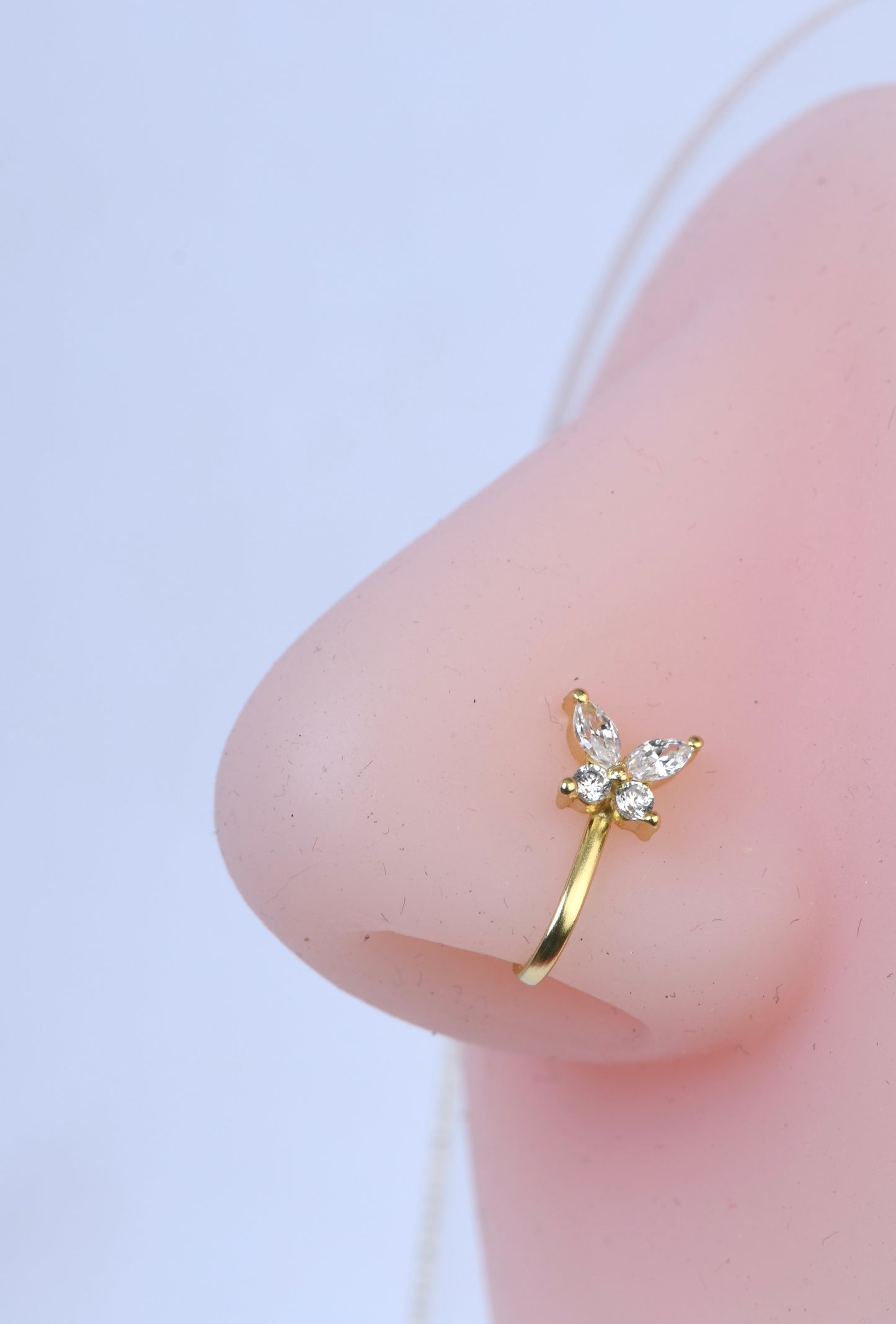 Silver Gold Plated Butterfly Clip On Nosepin
