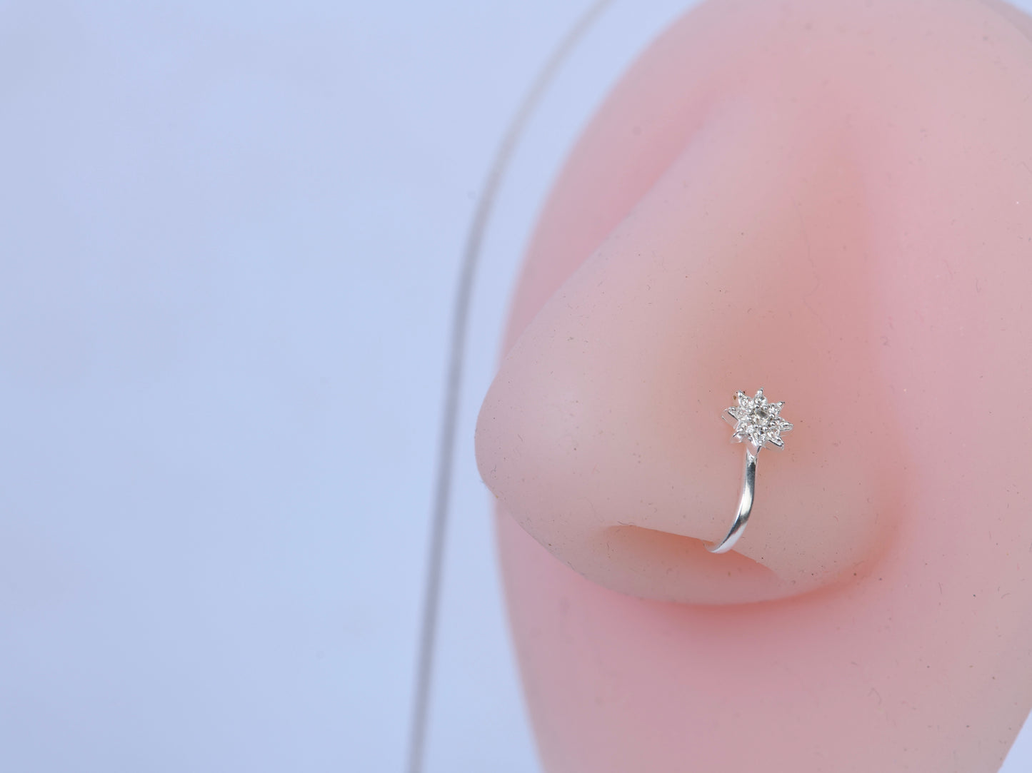 Silver Twinkle Star Clip on Nose Pin