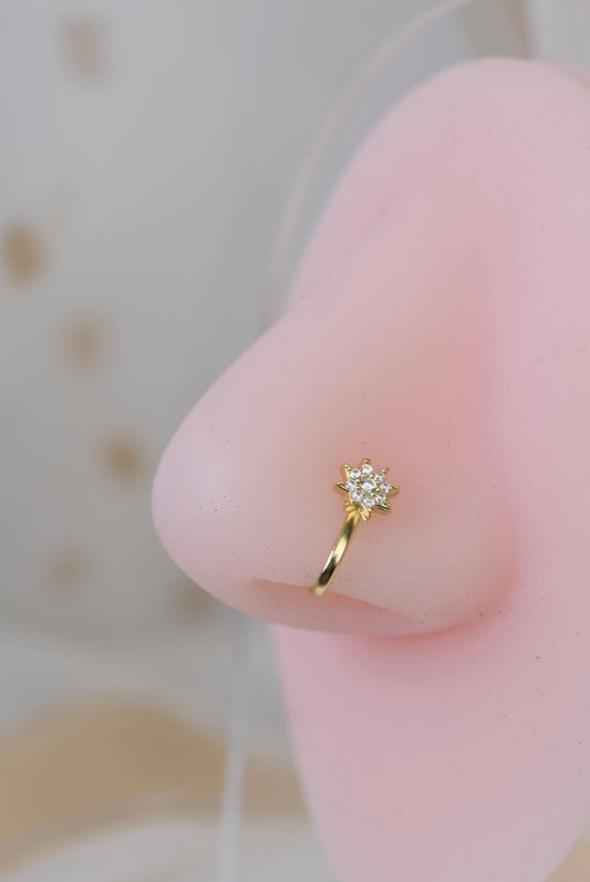 Gold Plated Twinkle Star Clip On Nose Pin