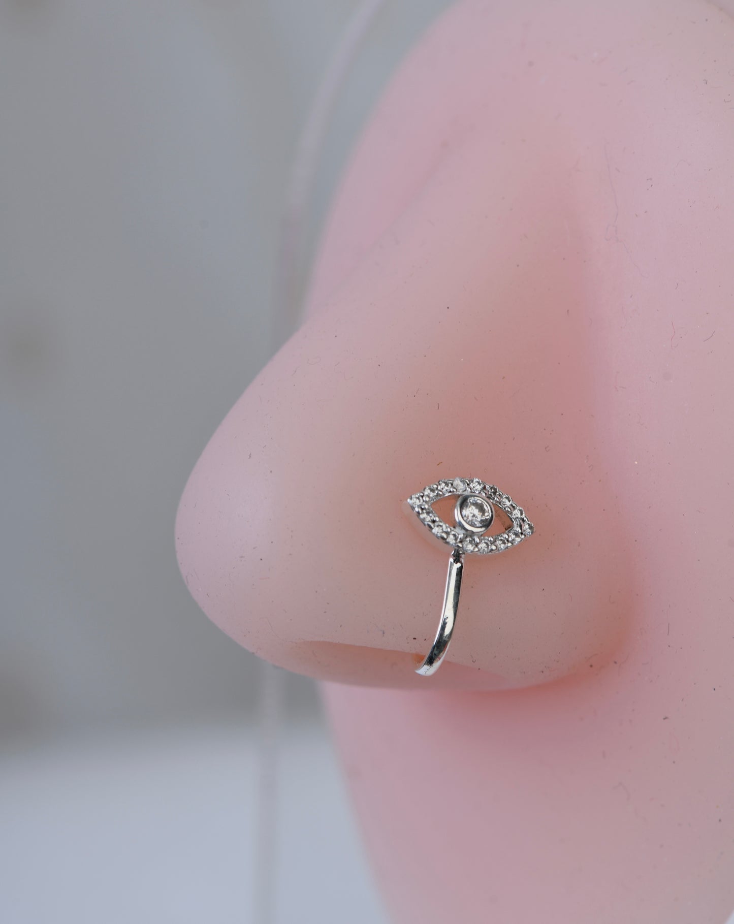 Silver Evil Eye Clip On Nose Pin