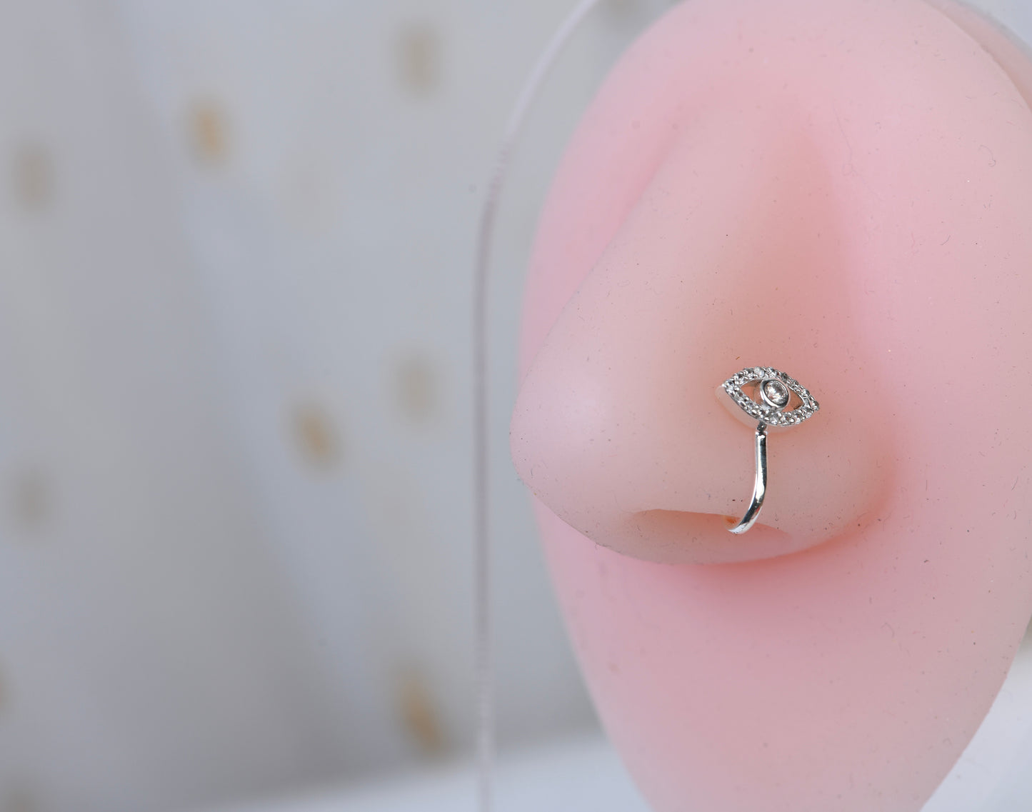Silver Evil Eye Clip On Nose Pin