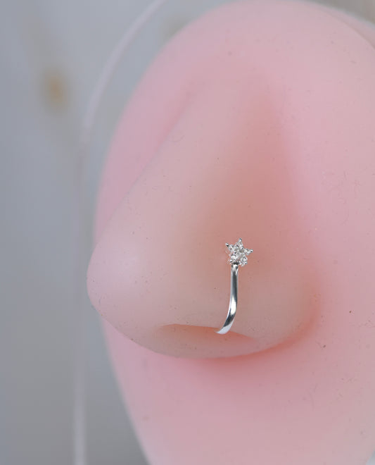 Silver Little Star Clip On Nose Pin