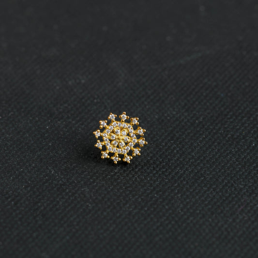 Dazzling Star CZ Gold Plated Silver Nose Pin