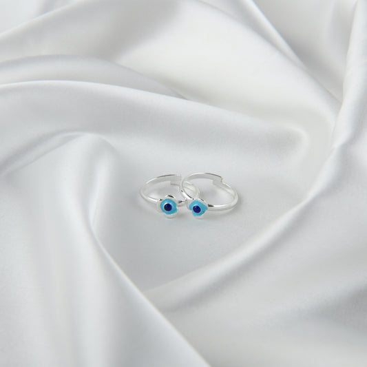 Evil Eye Silver Toe Rings