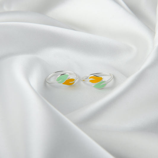 Yellow Leaf Silver Toe Rings