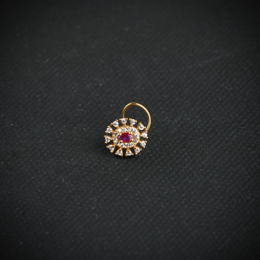 Rose Radiance CZ Gold Plated Silver Nose Pin