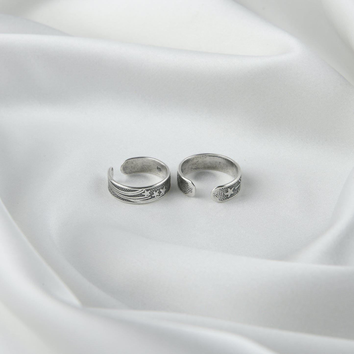 Moon And Star Silver Toe Rings