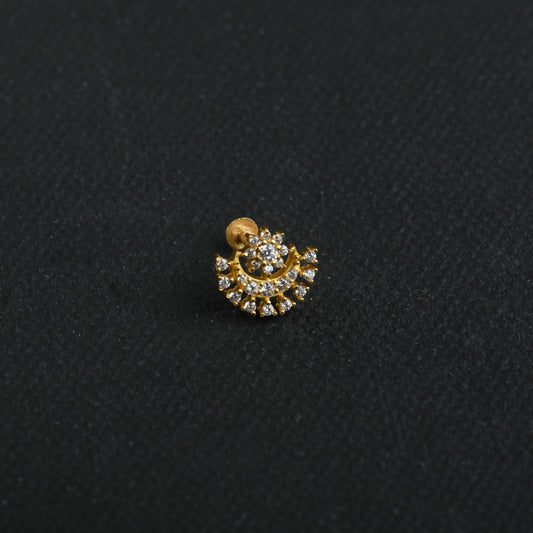 Moon Magic Cz Gold Plated Silver Nose Pin