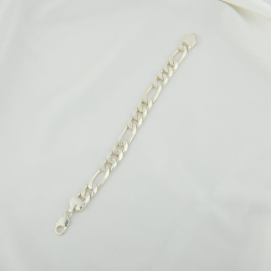 Figaro Chain Men Silver Bracelet