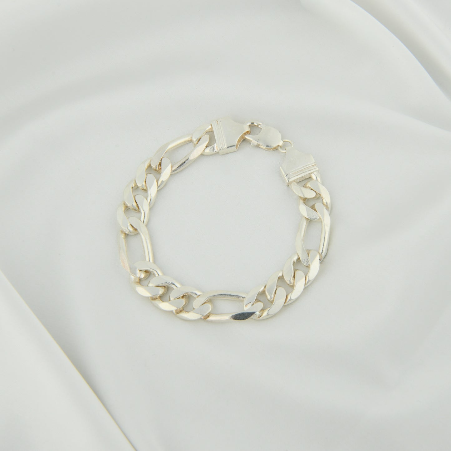 Figaro Chain Men Silver Bracelet