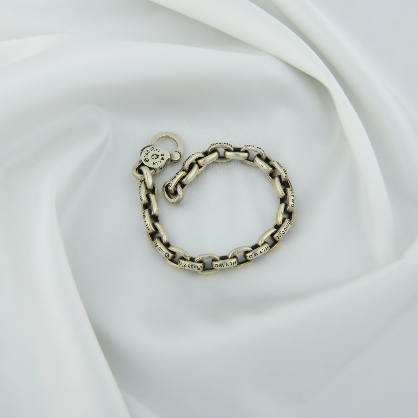 Men Padlock Chain Silver Bracelet