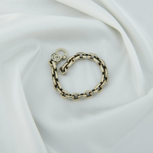 Men Padlock Chain Silver Bracelet