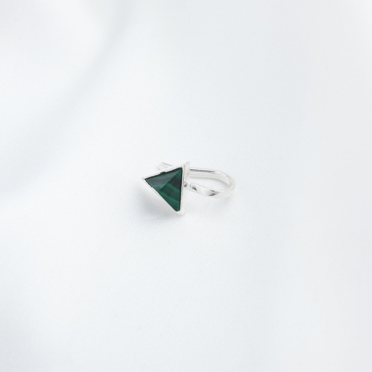 Malachite Triangle Silver Clip On Nose Pin