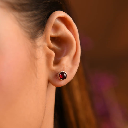 Garnet Silver Studs