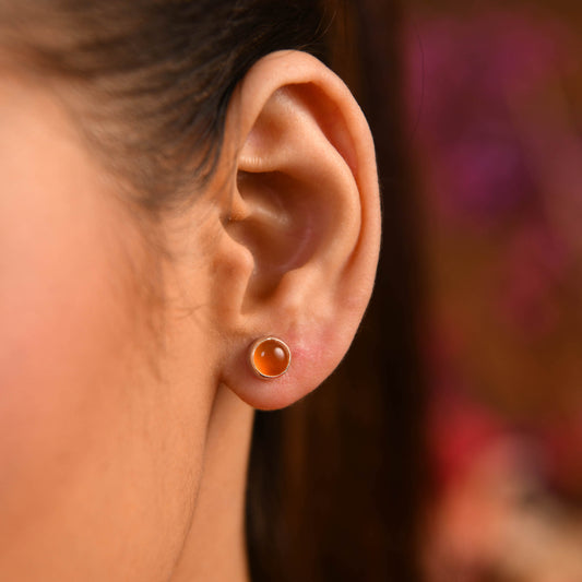 Carnelian Silver Studs