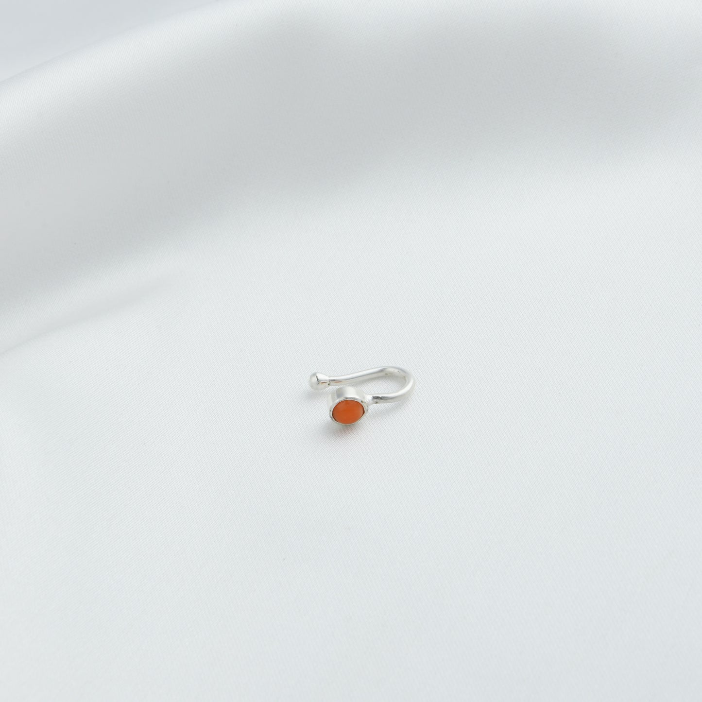 Natural Coral Silver Nose Pin