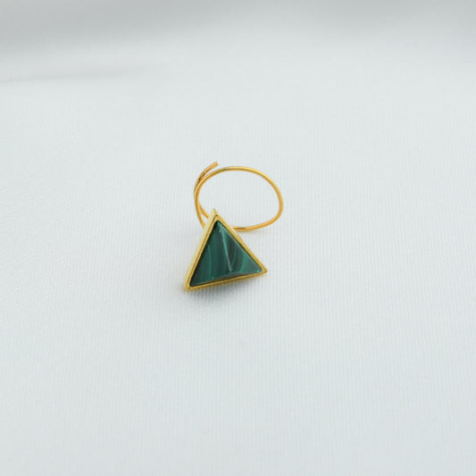 Malachite Triangle Gold Plated Silver Nose Pin