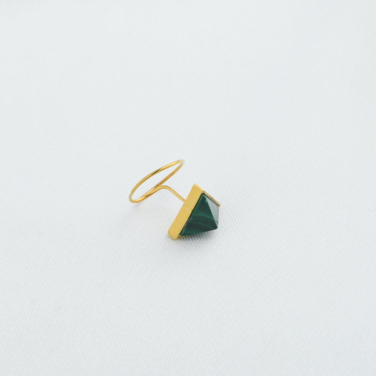Malachite Triangle Gold Plated Silver Nose Pin