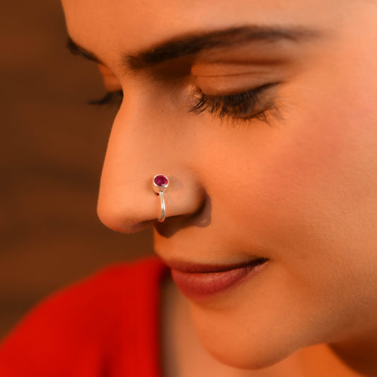 Ruby Clip On Nose Pin