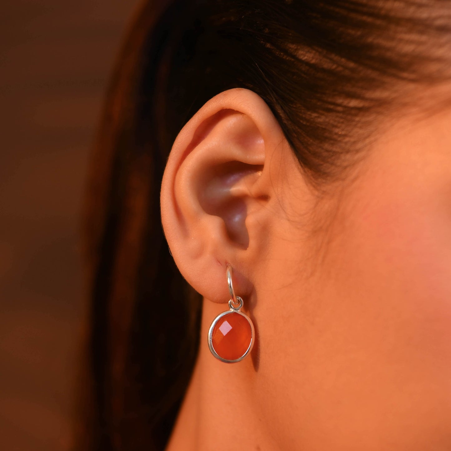 Carnelian C Bend Earrings