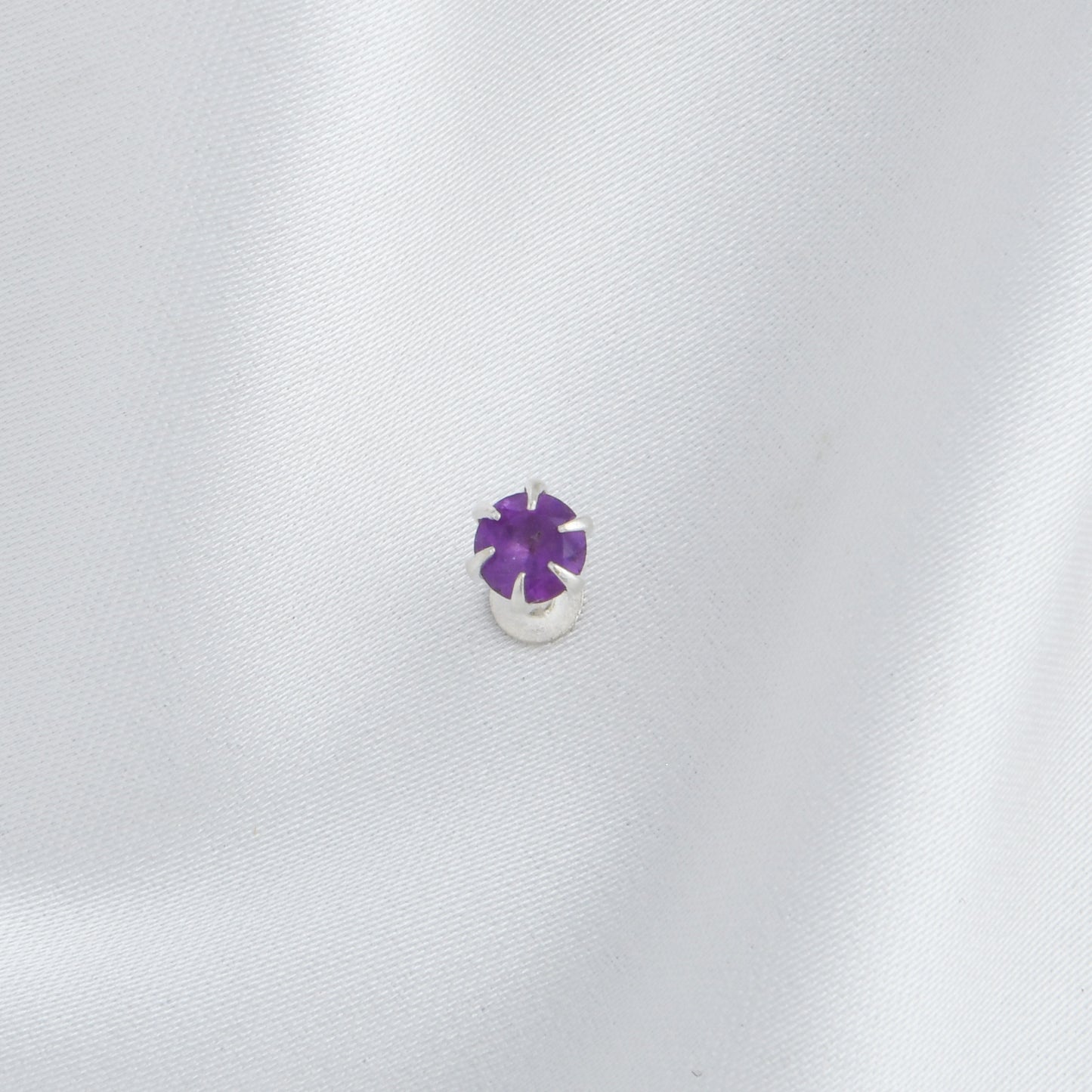 Natural Amethyst Silver Nose pin
