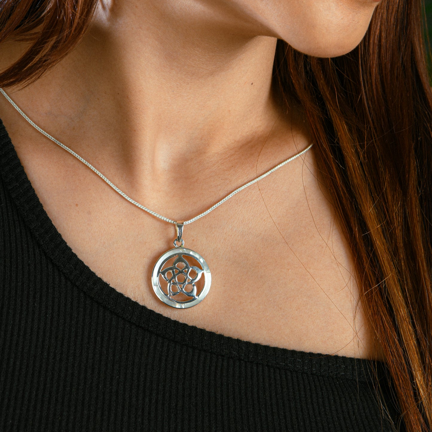 MOP Silver Flower Pendant