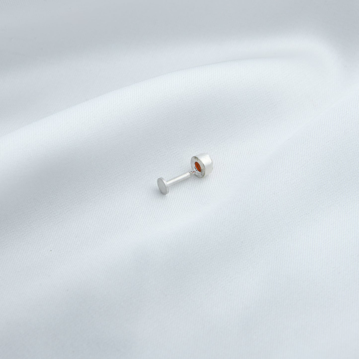 Natural Coral Silver Nose Pin