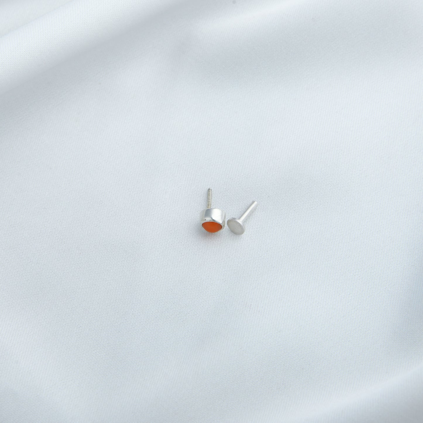 Natural Coral Silver Nose Pin