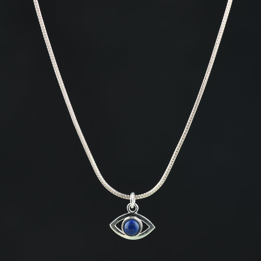 Lapis Lazuli Evil Eye Pendant With Chain