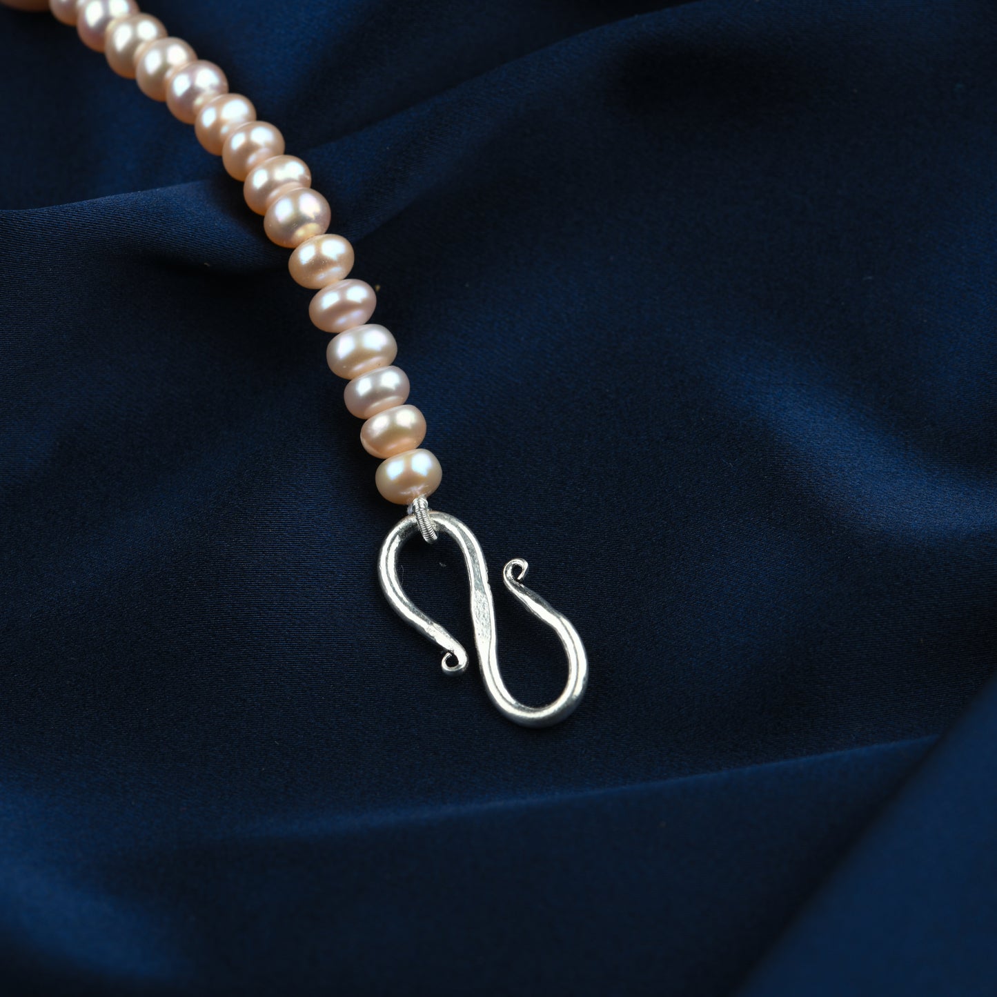 Peach Pearls Silver Bracelet