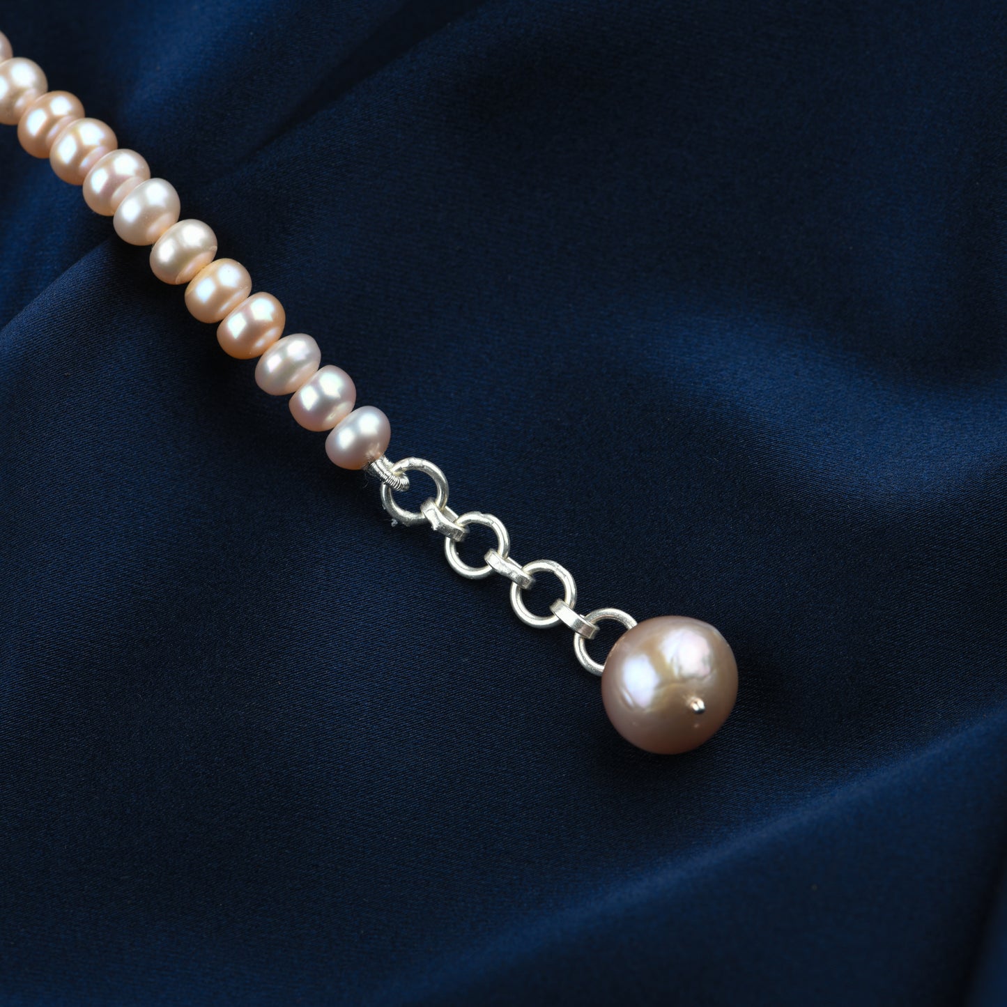 Peach Pearls Silver Bracelet