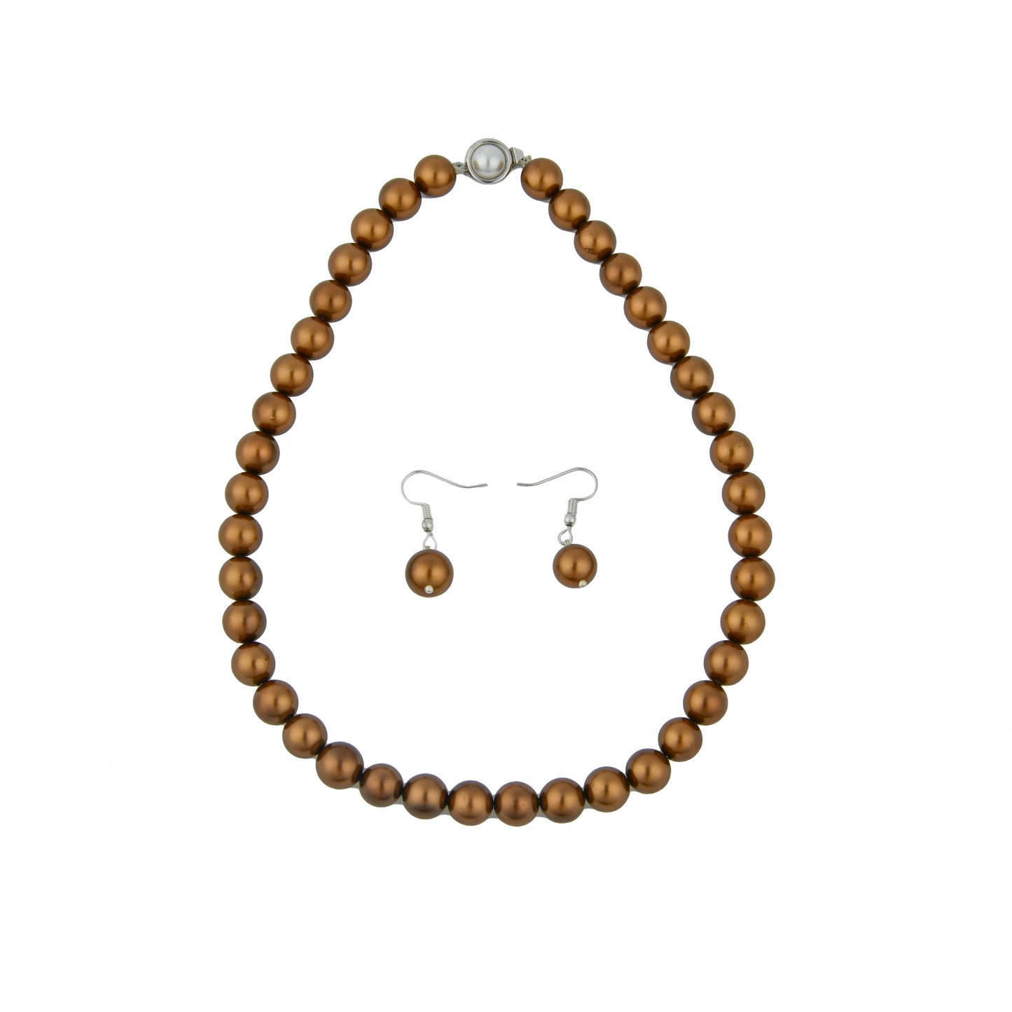 Coffee Brown Pearls Necklace Set