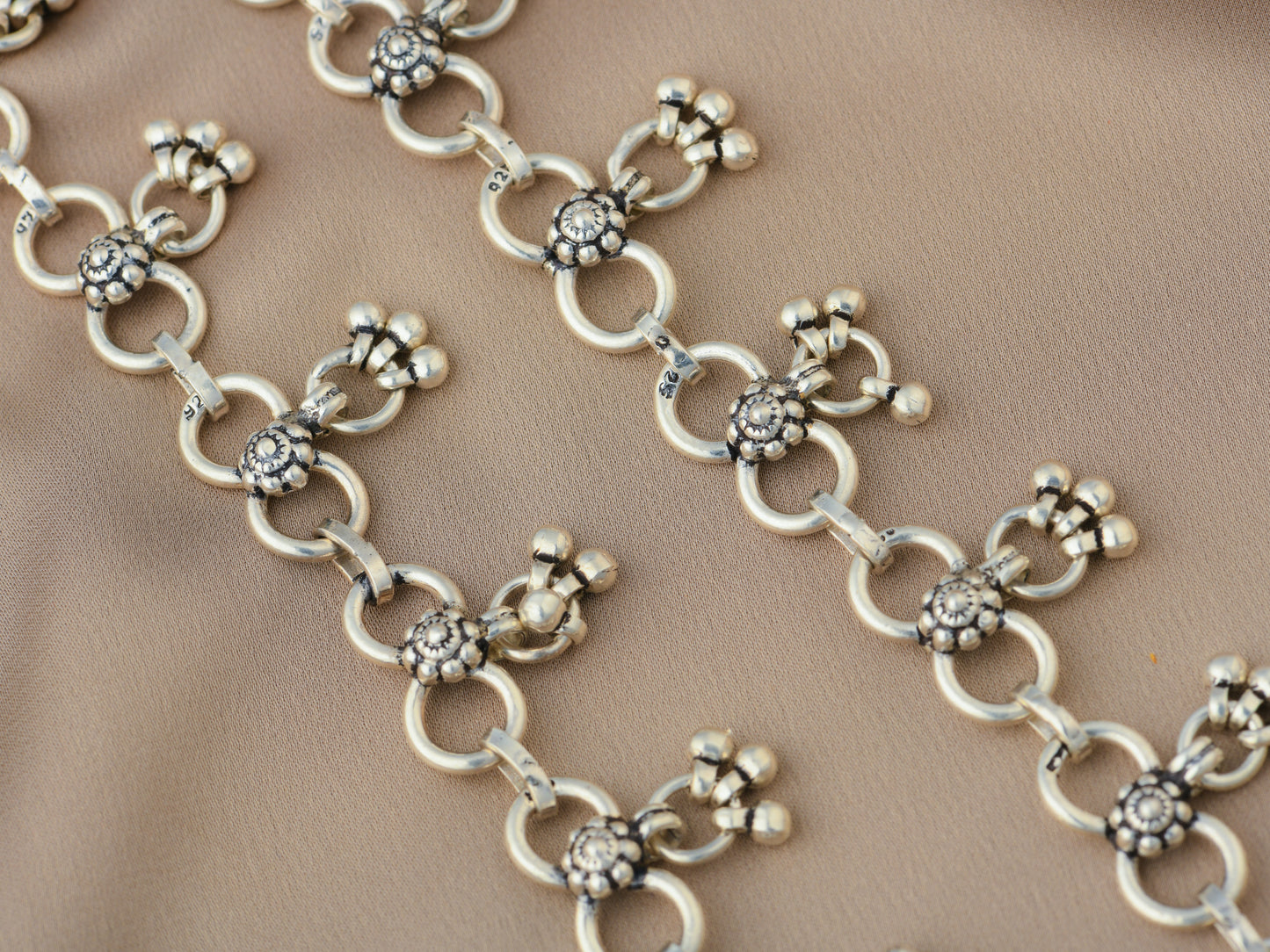 Linked Ghunghrus Silver Anklets