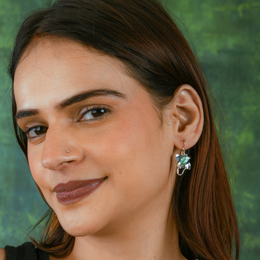 Tail Fish Silver MOP Earrings