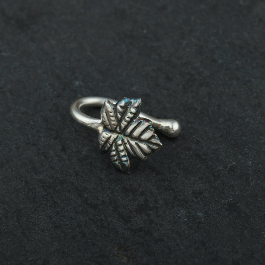 Kashmiri Chinar Oxidised Silver Nose Pin