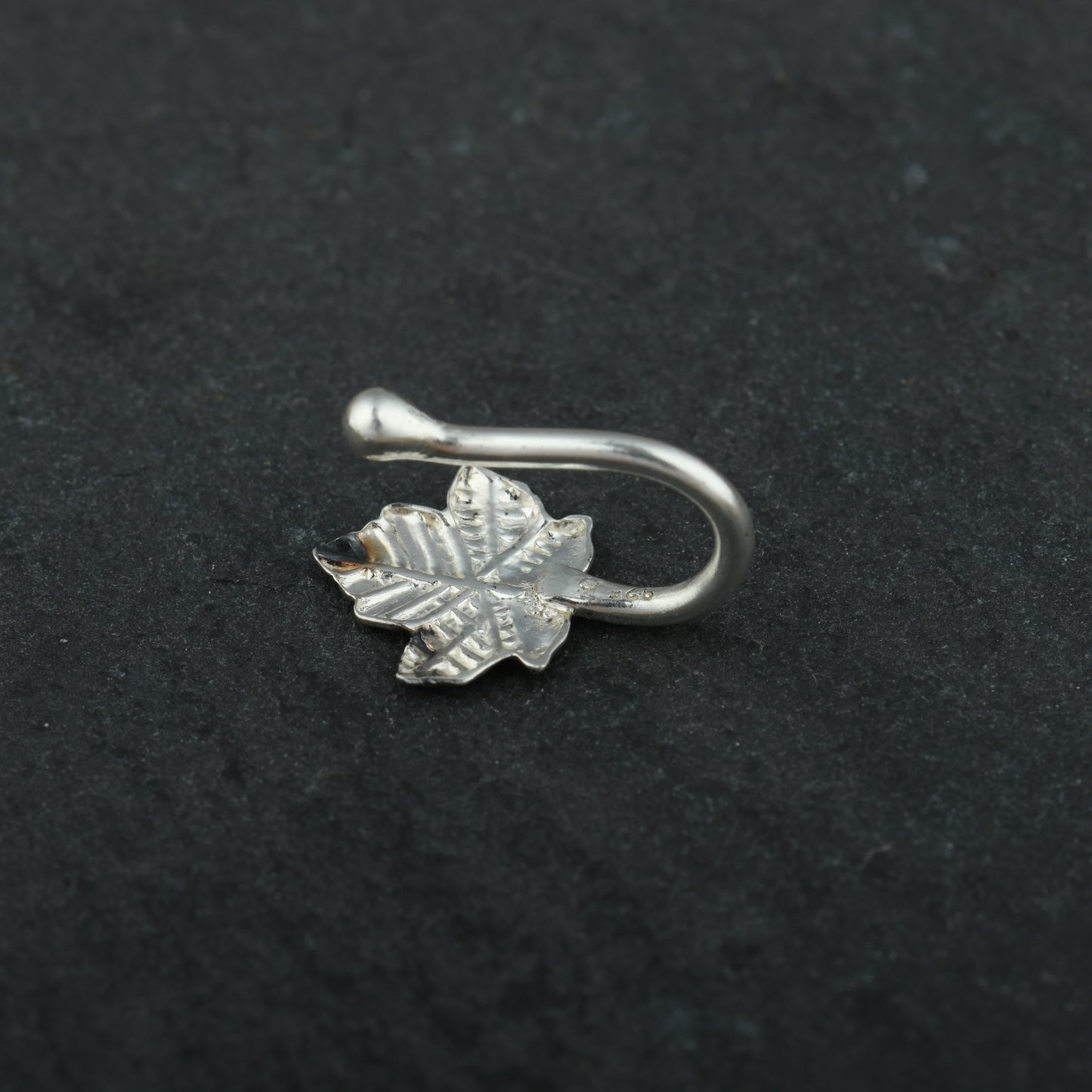 Kashmiri Chinar Oxidised Silver Nose Pin