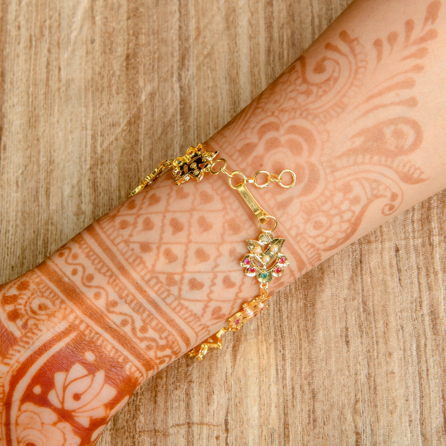 "Raunak" Gold Plated Silver Haathphool