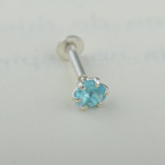 Natural Apatite Silver Nose Pin