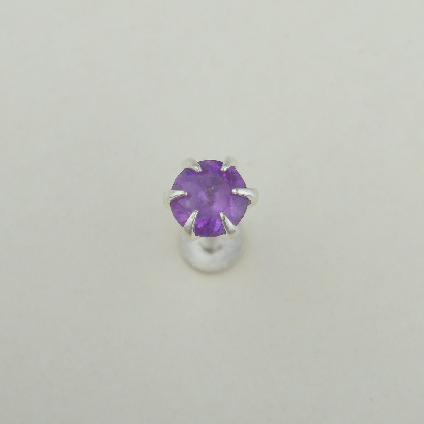 Natural Amethyst Silver Nose pin